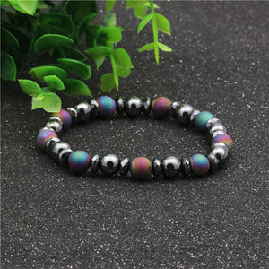 Weight Loss Magnetic Therapy Bracelet For Men Women 8mm Black Hematite Stone Beads Stretch Health Care Bracelet Jewelry Gift