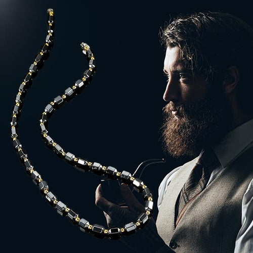 2020 Men Black Hematite Magnet Gold Necklace