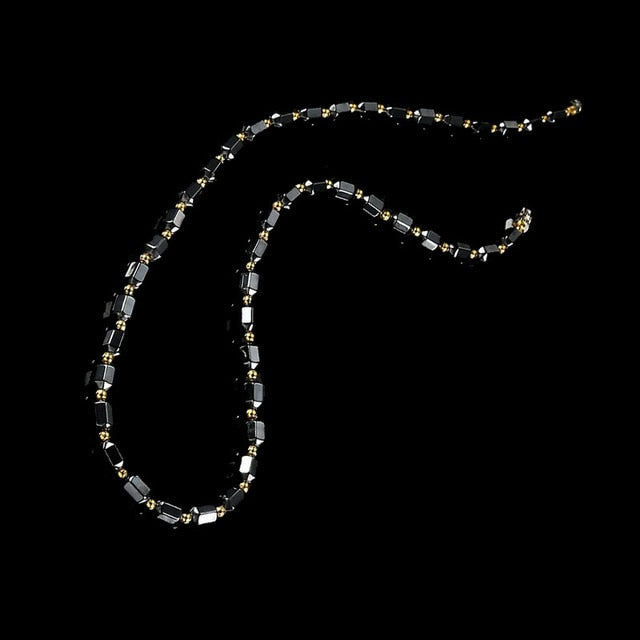 2020 Men Black Hematite Magnet Gold Necklace